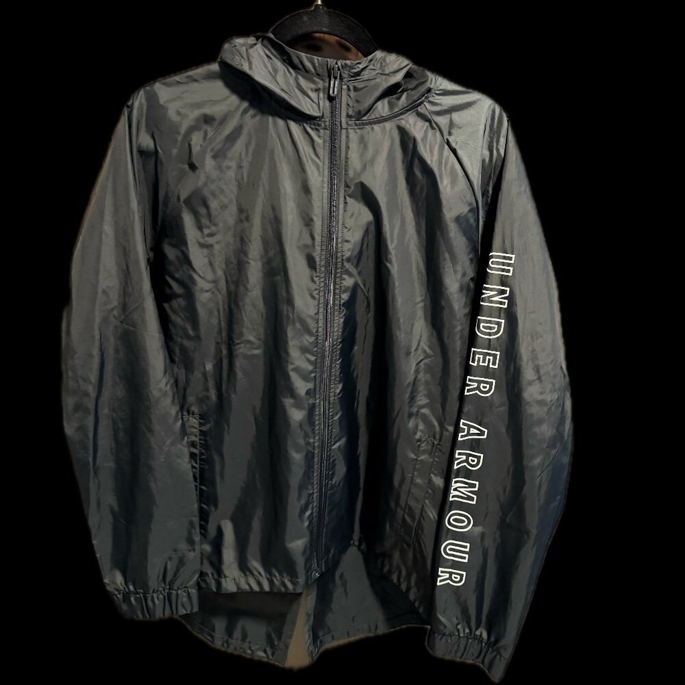 Under Armour Black Windbreaker Jacket, Loose, Women's Medium